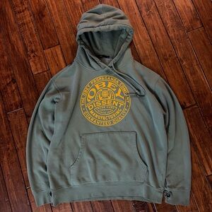 Obey Olive Green Hoodie with Yellow Dissent Emblem